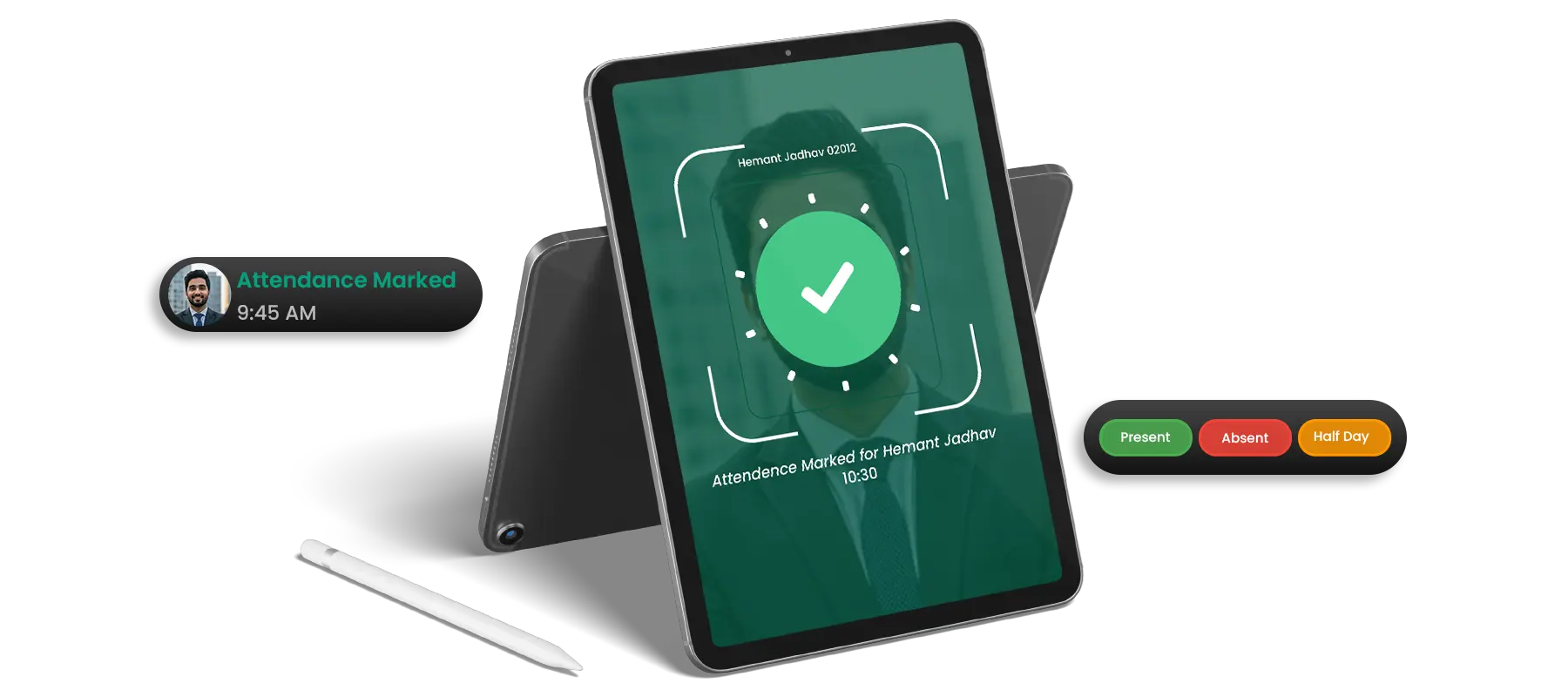 AI face recognition attendance system using selfie-based check-ins with real-time location verification for field and remote staff